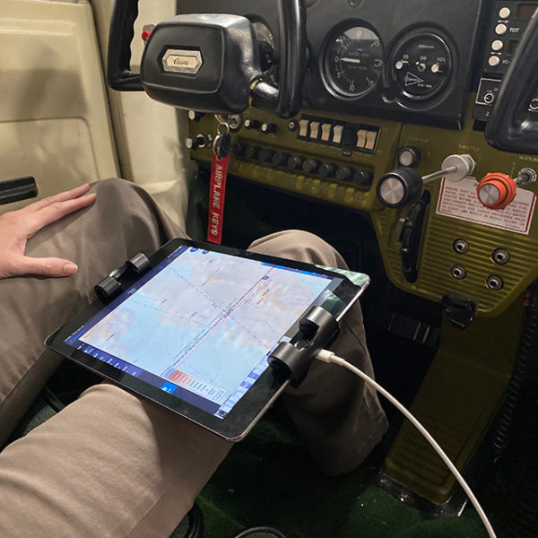iPad Kneeboard being used in an airplane cockpit